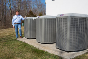Heat pumps can both heat and cool a home efficiently. High-efficiency air conditioning with heat pumps